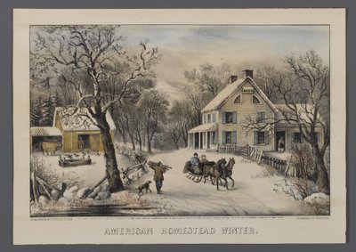 American Homestead in Winter, published by Currier & Ives, New York, 1868-69 by American School